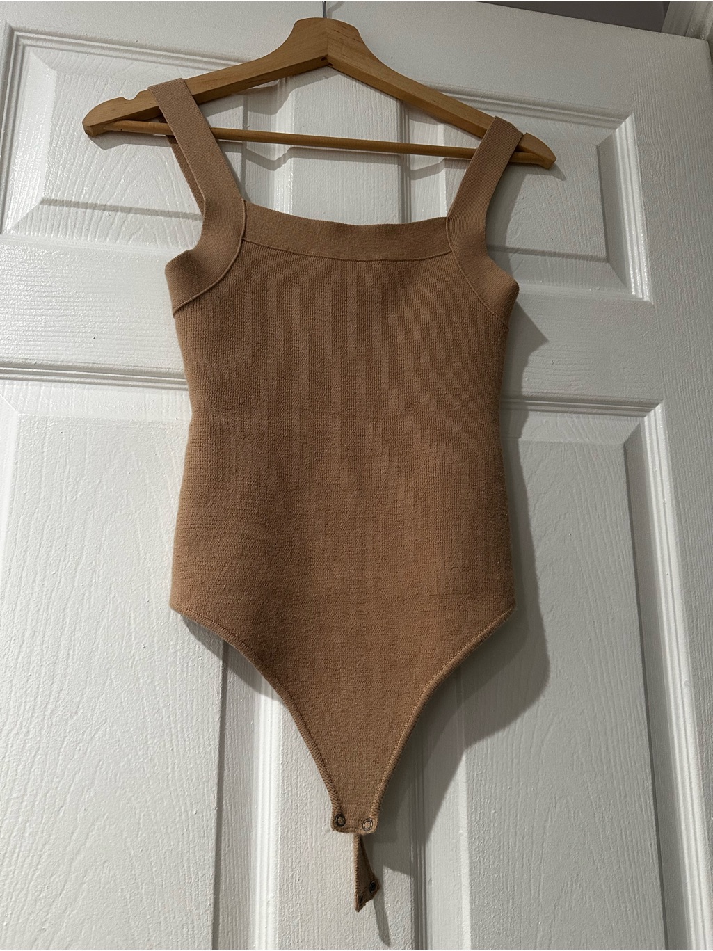 Abercrombie & Fitch Tan Knit Square-Neck Bodysuit
